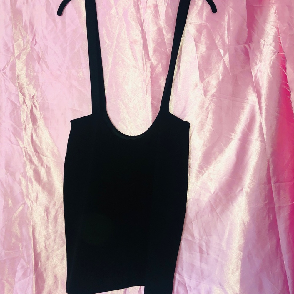 Black Body Con Skirt with Suspenders
